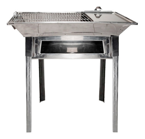 Asador Mediano Cromado De Acero Portátil