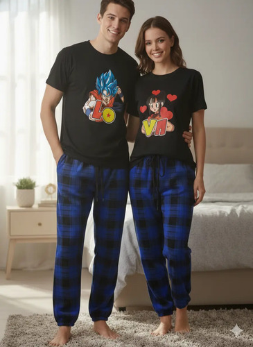 Pijama Pareja Goku Duo 5 Piezas Unitalla Franel