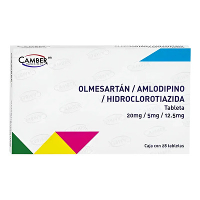 Olmesartan 20mg Amlodipino 5mg Hidroclorotiazida 12.5mg 28 Tabletas | Envío gratis
