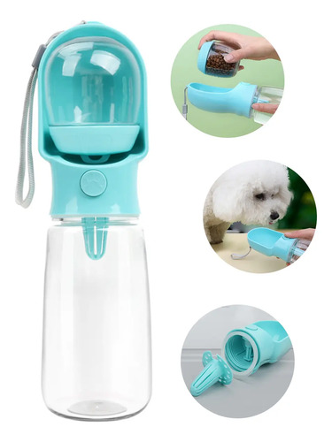 Botella Portátil 2 En 1 Agua 500ml Y Comida 180ml Para Perro