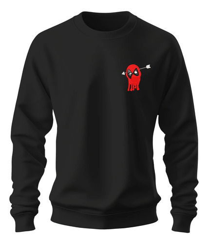 Sudadera Sweater Bordado Cabeza Deadpool Flecha Degollado