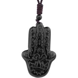 Collar De Obsidiana Negra Con Amuleto De Piedra Curativa Co