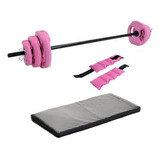 Combo Kit Body Pump 17 Kg + Tobilleras + Colchoneta Mir Color Rosa Acanalado + Tob 1 Kg Rosa + Colchoneta Supereco Mir