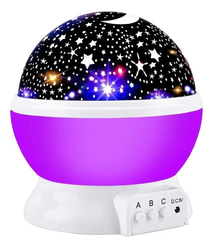 Lámpara Giratoria Proyector Lunas Estrellas Juguete Niños Color De La Estructura Morado