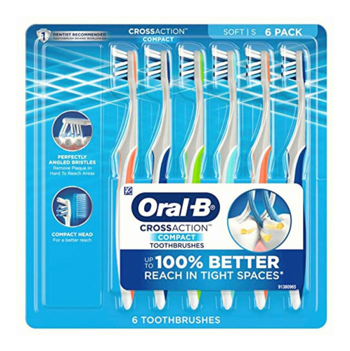 Oral-b Crossaction Compact Toothbrush, Soft, 6 Count