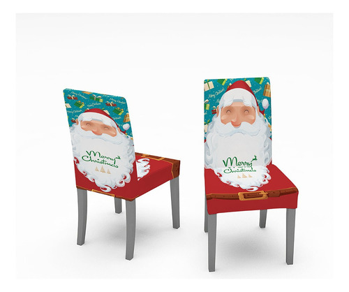 4x Cubre Sillas Navidad Funda Santa Claus Noel Cubresillas A