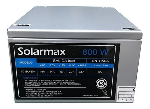 Fuente De Alimentación Para Pc Solarmax Kc-eaa-600 600w