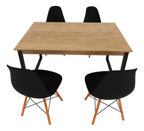 Kit Mesa Industrial Vintage + 4 Cadeiras Eames Mais Vendida