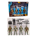 Set Fuerza Militar 4 Soldados Military Armas Ametralladora