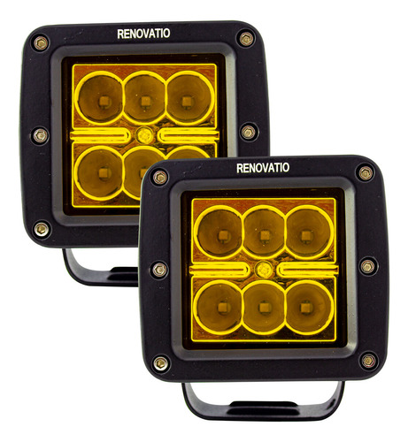 Kit De 2 Faros Led Luz Y Estrobo Amarillo 6 Leds Tunelight