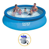 Piscina Inflável Easy Set Intex 3.853 L - 305 + Filtro 220v Cor Azul-claro