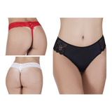 Kit 3 Calcinha Fio Renda Sexy Gordinha Sensual Plus Size