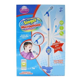 Micrófono Karaoke Infantil Con Luces Y Pedestal Azul