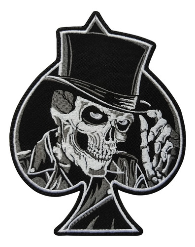 Parche Bordado Picas Craneo Sombrero Calavera Ace Of Spade