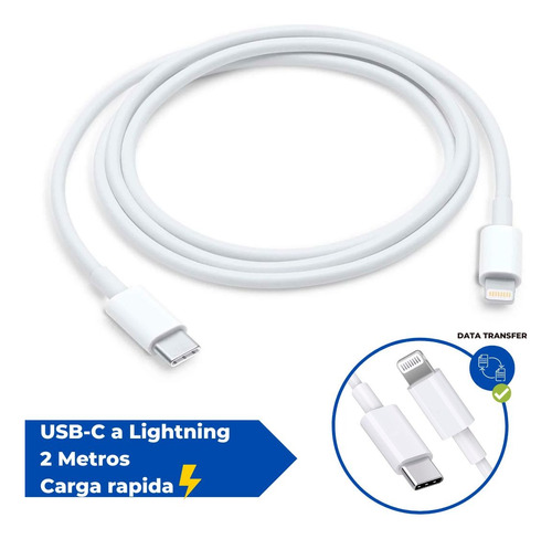 Cable De Carga Rápida Tipo C Para iPhone 11 12 13 14 iPad 2m