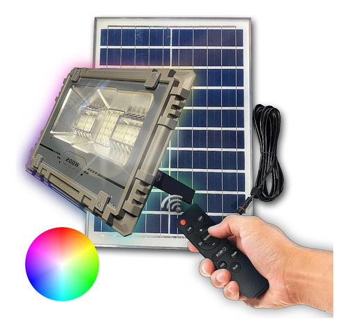 Reflector Led Panel Solar Rgb 200w Control Remoto Exterior