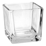 Conjunto 6 Mini Vaso Quadrado De Vidro Transparente Velas