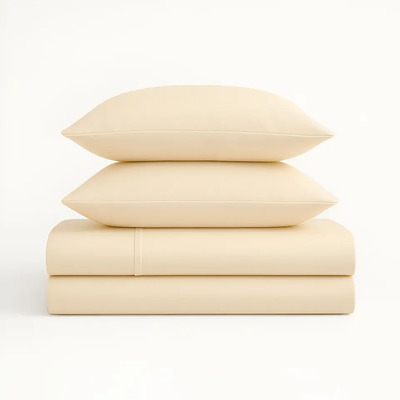 Juego De Sabanas King Size, Premium Tacto Egipcio, Laila Crema Liso