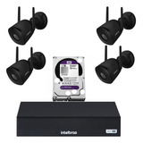 Kit 4 Câmeras Preta Wifi Intelbras C/ Dvr + Hd Wd Purple 1tb