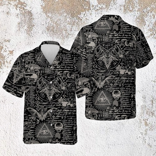Camisa Hawaiana Unisex Satánica De Ocultismo, Camisa De Play