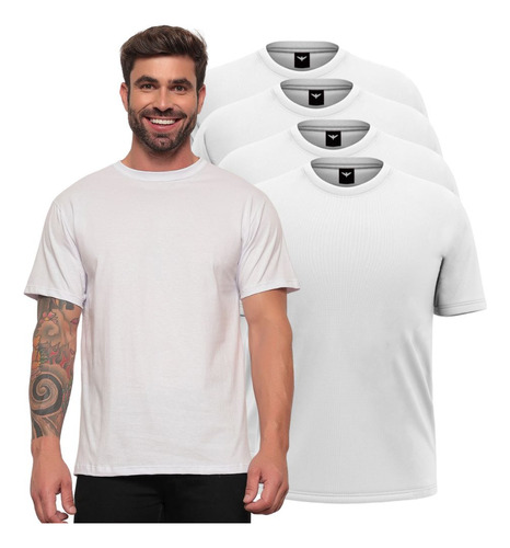 Kit 4 Camisetas Masculinas Lisas Algodão Premium Fafenix