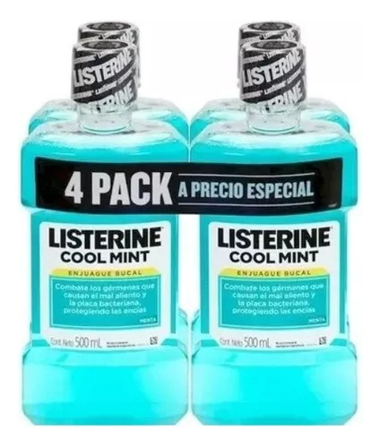 Listerine Pack 4 Piezas Enjuague Bucal De 500 Ml C/u !!! Msi