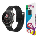 Pulseira De Aço Milanese Dupla Compativel Com Amazfit Gtr 4 Gtr3 Gtr 2 Gtr 2 Nova Versao Gtr 47mm Pace S1 Stratos 1 Stratos 2 E Stratos 3 - Cor Preto