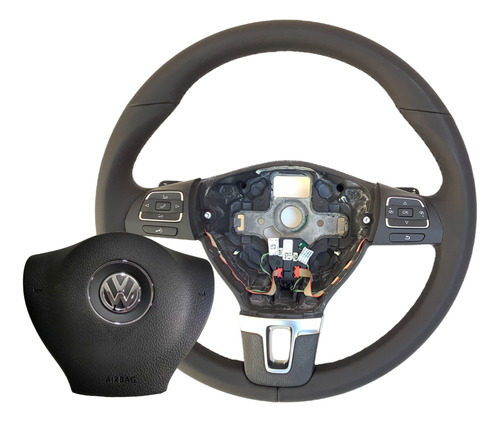 Volante Piel Bordado Controles Bolsa Aire Vw Bora Golf Jetta