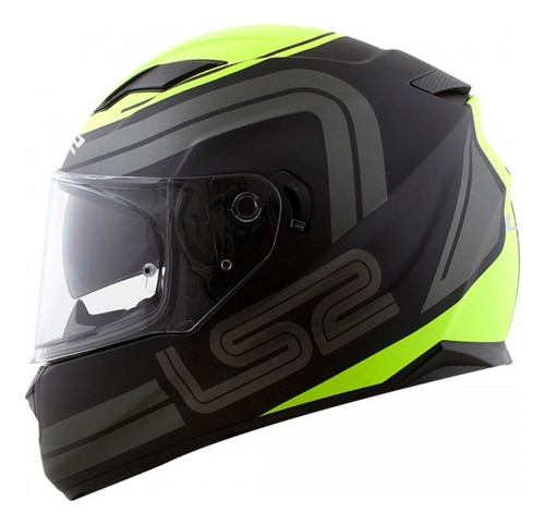 Capacete Ls2 Motoqueiro Ff320 Orbital Preto Fosco Amarelo