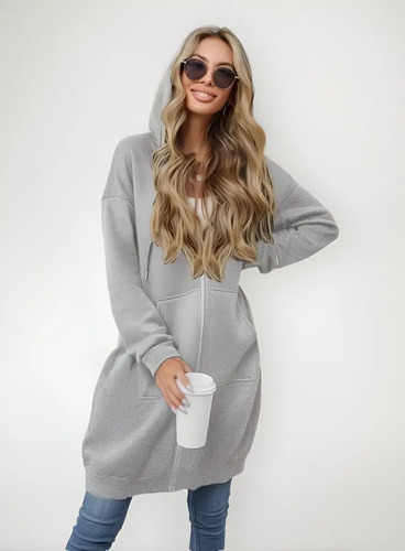 Sudadera Chamara Larga Con Capucha Termica Casual En Colores | MercadoLibre