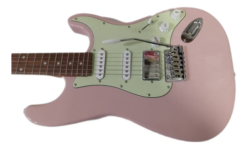 Guitarra Strato Luthier Shell Pink 2 Pivôs Pronta Entrega 