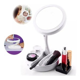 Espejo Con Luz Led Para Maquillaje Plegable + Aumento X10