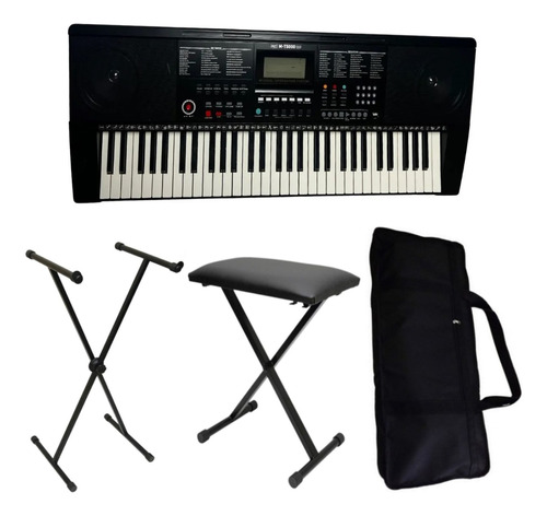 Teclado Musical Profissional 61 Teclas Bag Banco E Suporte