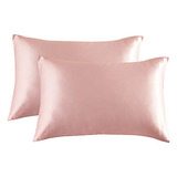 Juego De Fundas Para Almohada Satin Color Rosa 50cmx66cm