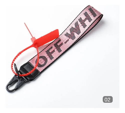 Llavero De Moda, De Lona, Off White Premium Con Zip Tie