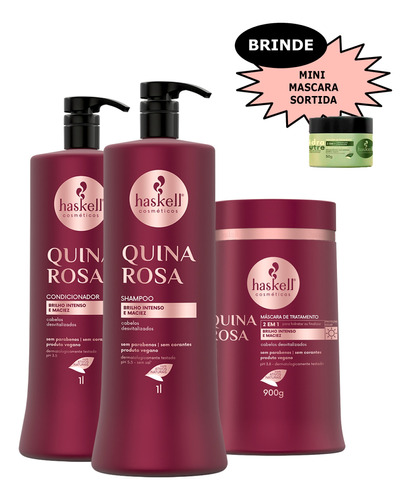 Kit Haskell Quina Rosa Shamp+cond+masc 1l + Brinde