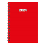Agenda 2024 Diaria N° 7 C/espiral Gofrada Azul Color De La Portada Rojo