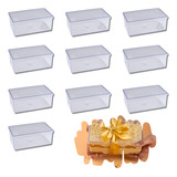 Kit 10 Cake Box Retangular Com Tampa Cristal Caixa Sobremesa