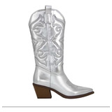 Botas Mid Cut Martin Plata Mujer Talla Grande Tacones Punta