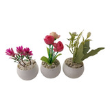 Plantas Artificiales Pequeñas X3 Unidades, Colores Varios