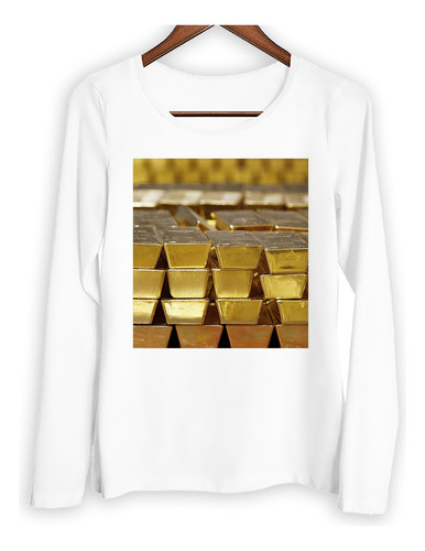 Remera Mujer Ml Oro Gold Barra Lingotes Dinero Dorado P3