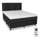 Econew Prince Cama Box E Colchão Magnético Casal Massageador Com Cabeceira Cor Preto