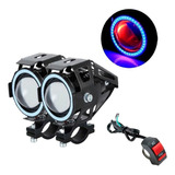 Farol De Milha Mini Auxiliar Led Angel Eyes + Botão