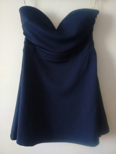 Vestido Fiesta Strapless Azul Marino Corto Talla M Forever21