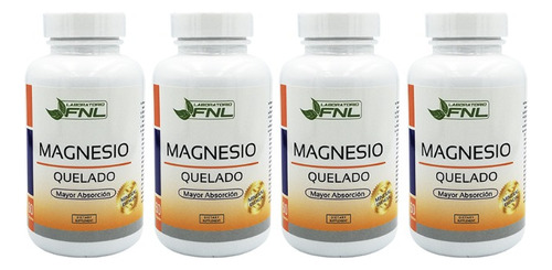 Magnesio Quelado Aminoacido Fnl Pack 4 Frascos Dietafitness