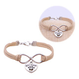 Pulsera Infinito Corazón Patita De Perro Best Friend Beige