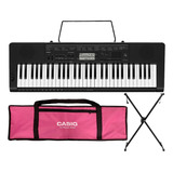 Kit Teclado Casio Ctk3500 5/8 Teclas Sensíveis Completo Rosa