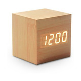 Reloj Digital Despertador Cubo De Madera Luz Led /03-tl120