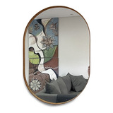 Espelho Decorativo Oval Orgânico 60x40cm Com Moldura