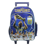 Mochila Carrito 16 Afa Seleccion Argentina Messi Campeones Color Azul Diseño De La Tela Liso